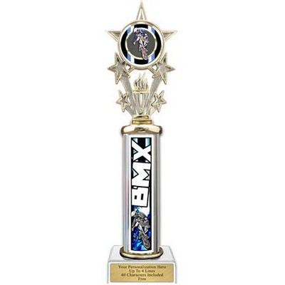12" Action Matrix Bmx Blue 1 Column Trophy