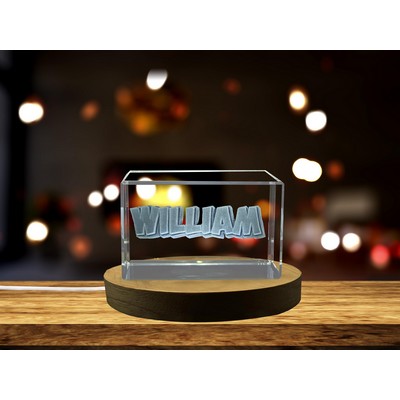 Personalized William 3D Engraved Crystal Trophy Award w/LED Base Light