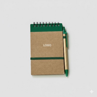 Vintage Kraft Paper Spiral Notebook with Pen Custom Minimalist Lined Journal Thickened Kraft