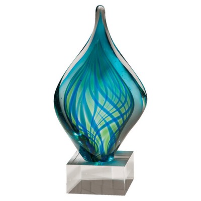 Blue and Green Twist Art Glass on Base - AGAR96