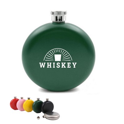 304 Stainless Steel Portable Round Shaped 5oz Hip Flask Flagon Whiskey Wine Pot