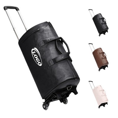 Rolling Leather Travel Duffle Bag