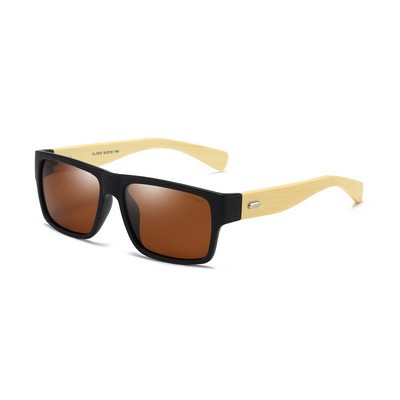 MOQ 50 Retro Bamboo Anti-Glare Polarized Driving Sunglasses