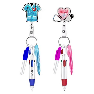 Nurse Ballpoint Pen Badge Clip Highlighter Marker Set