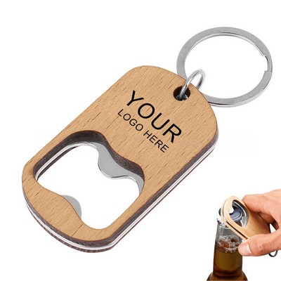 Bamboo Stainless Steel Bottle Opener Keychain