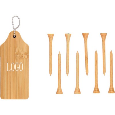 FSC-Certified Bamboo Golf Tee Holder with 8 Tees & Carrier Chain