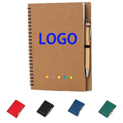 Eco Friendly Spiral Kraft Notebook With Pen Set