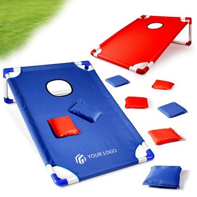 Portable outdoor indoor yard beach toss cornhole game set