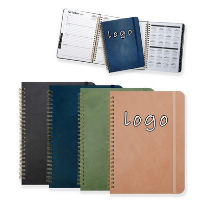  A5 Leather Spiral Notebook for Daily Planning
