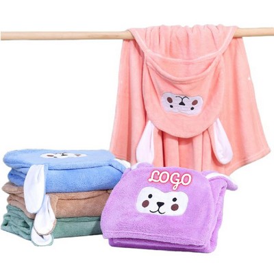 Cartoon Hooded Kids Towel Unisex Large Washcloths