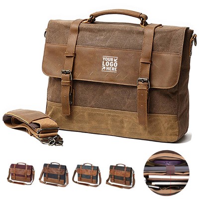 Classic Canvas and Leather Messenger Bag