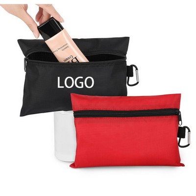 Polyester Ripstop Zipper Utility Bag W/ Carabiner
