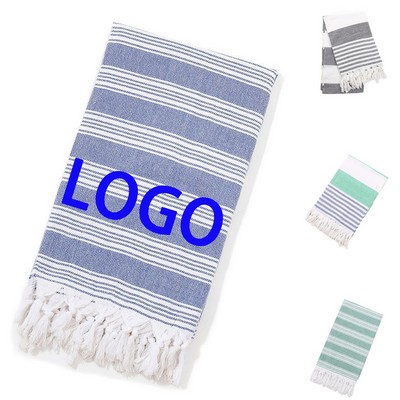 Oversized Turkish Cotton Beach Towel With Tassels