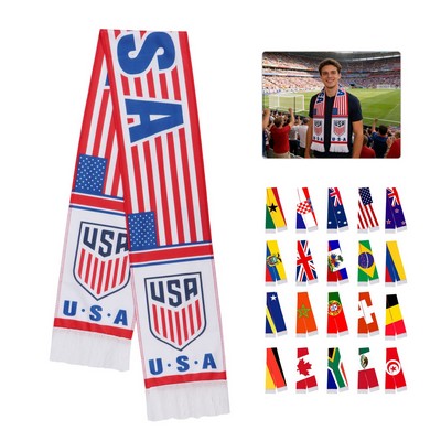Full Color Custom World Cup Fans Scarf With Tassel