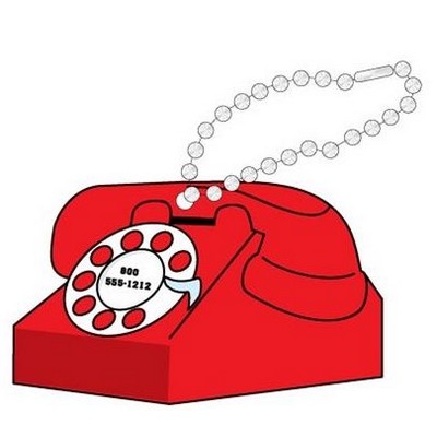 Rotary Dial Telephone Promotional Line Key Chain w/ Black Back (3 Square Inch)