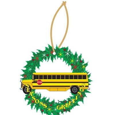 School Bus Executive Wreath Ornament w/ Mirrored Back (2 Square Inch)