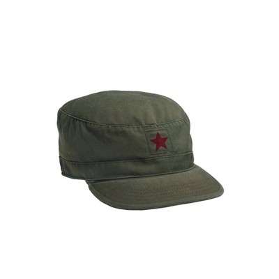 Olive Drab Vintage Military Fatigue Cap w/Red China Star