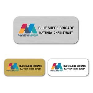 3" x 1 1/4" Aluminum Name Badge w/Full Color Imprint & Personalization
