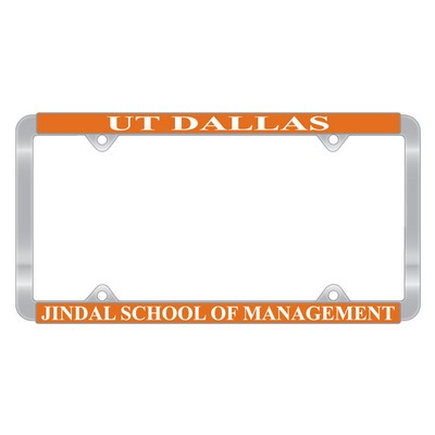 Chrome Plated Plastic Signature Laminate License Plate Frame w/Plastic White Vinyl Material