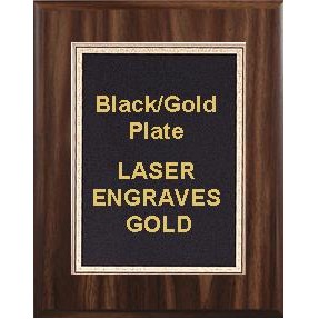Walnut Plaque 5" x 7" - Black/Gold - 4" x 6" Florentine Plate