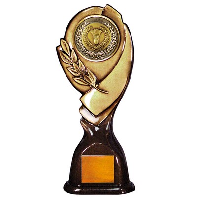 Stock 15" Classic Trophy with 2" Badminton Coin and Engraving Plate