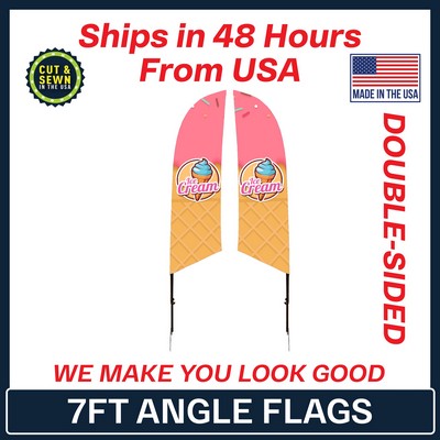 7' Angle Flag - Double Sided w/ Spike Base - Made in the USA