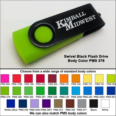Swivel Black Flash Drive - 512 MB Memory - Body PMS 376