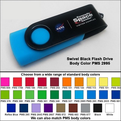 Swivel Black Flash Drive - 8 GB Memory - Body PMS 2995