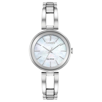 Citizen® Ladies' Axiom Eco-Drive Silver-Tone Stainless Steel W/ White Mother Of Pearl Dial Watch