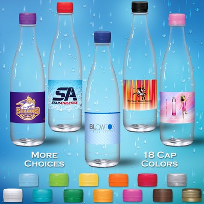 16.9 oz. Spring Water Full Color Label, Clear Glastic Bottle w/Pink Cap