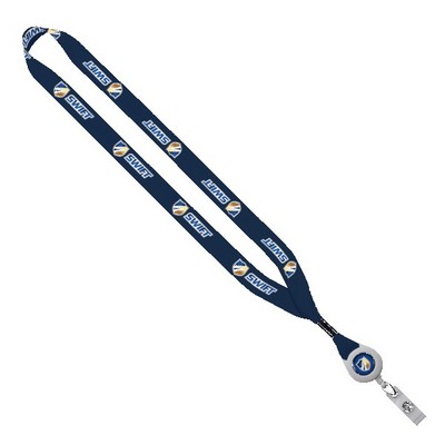 3/4" rPET Dye-Sublimated Lanyard with Metal Crimp And Badge Reel