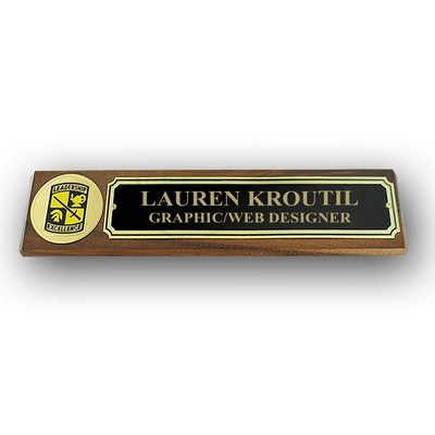 Genuine Walnut Desk Block w/ROTC Medallion