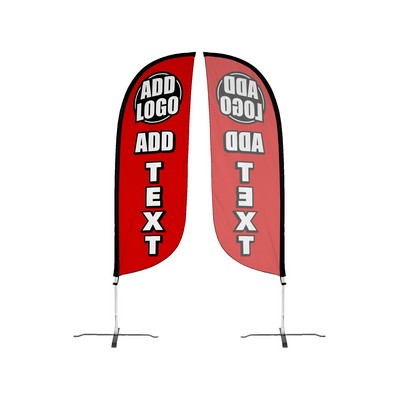Custom Single Sided 8' Feather Flag w/ X-Stand Pole Set