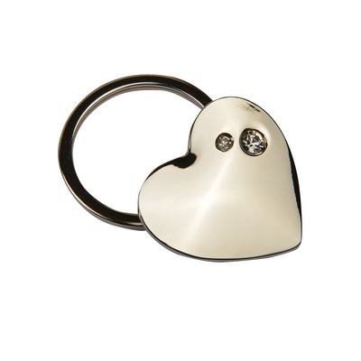 Metal Heart Double Crystal Keychain