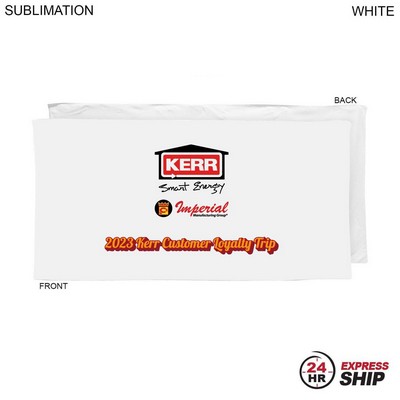 24 Hr Express Ship - Heaviest weight, Plush Velour Terry White Beach Towel, Sublimated (30"x60")