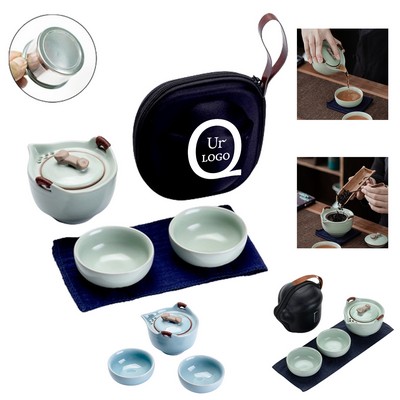 3-Piece Portable Ceramic Teapot Set