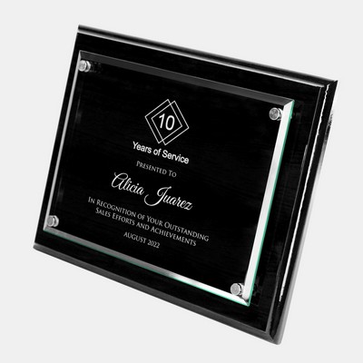 Floating Glass Plate on Gloss Blackwood Plaque (M)