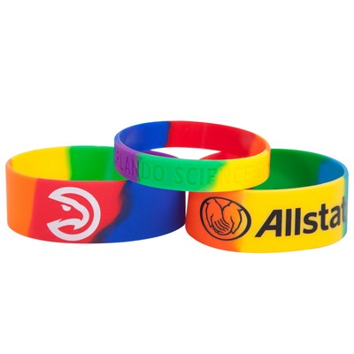 3/4" Rush Segmented Rainbow Silicone Wristband