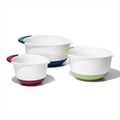 OXO Good Grips 3Pc Mixing Bowl Set W/ Handles Red/Green/Blue