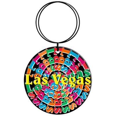 Las Vegas (Step/Repeat) Chip Key Chain w/Clear Mirrored Back (2 Square Inch)