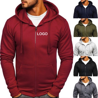 Solid Color Zipper Cardigan