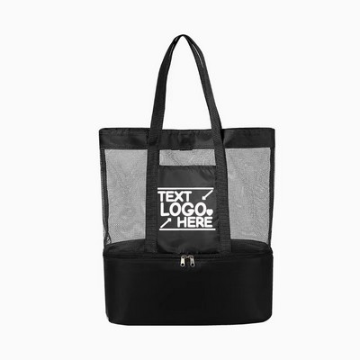 Detachable Mesh Beach Tote Bags with Cooler Compartment