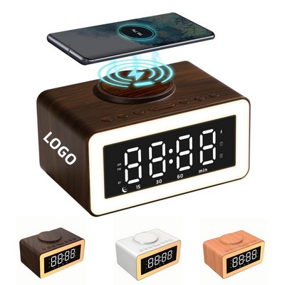 5In1 Multi Functional ABS Speaker Alarm Clock w/ Wireless Charging