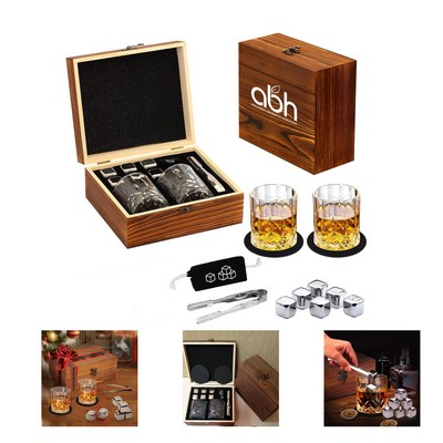 Gift Set With 2 Glass Cup&Wood Box