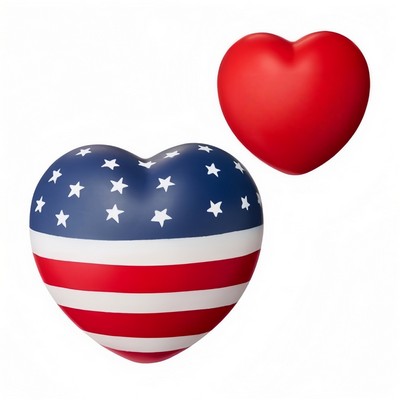 2.75" Heart Shaped Stress Reliever With Flag Design-Moq 100(Delivery Within 15 Calendar Days)
