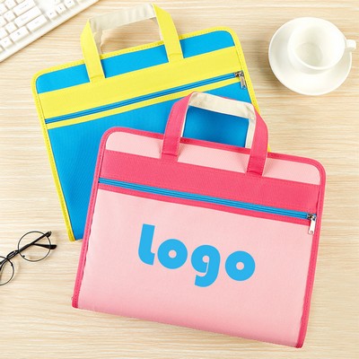 Canvas Expandable Document Tote with Zipper and Handle