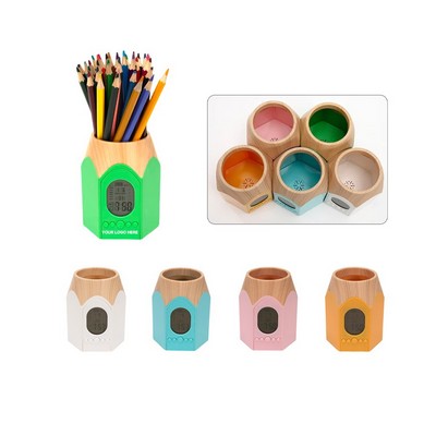 Pencil Shaped Pen Holder w/ Alarm Clock