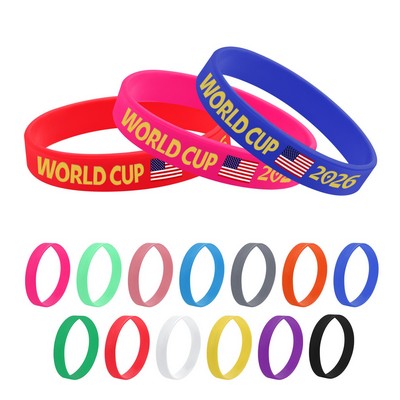 8"x0.5" Silicone Wristband Bracelet W/ World Cup Theme
