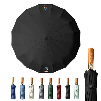 Automatic Umbrella With Wooden Handle