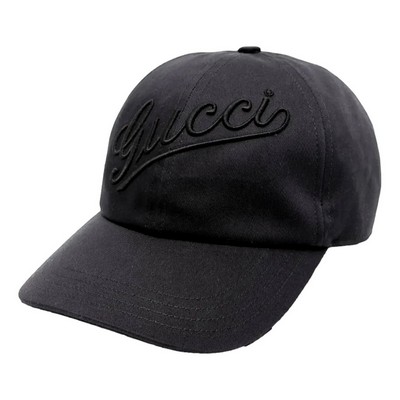 Gucci Black Embroidered Logo Cotton Baseball Cap